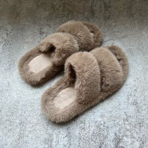 Fur Slippers in Beige (US 5.5)